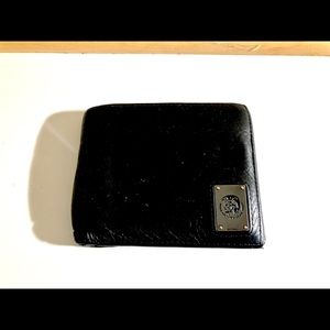 Diesel Black Leather Camo Bifold Wallet